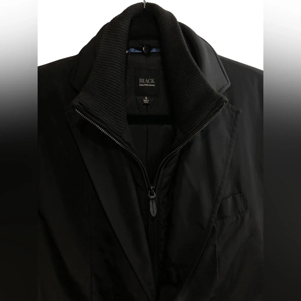 Black Saks Fifth Avenue Water Repellent Blazer Coat Jacket Mens Small Workwear